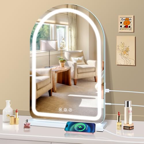 16" x 23.6" Large Makeup Vanity Mirror with Lights for Dressing Room and Bedroom,3 Color Modes,Memory Function