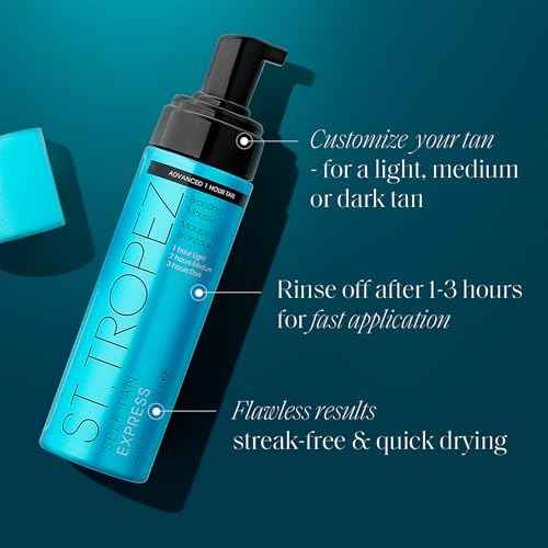 St.Tropez Self Tan Express Mousse, Fast Acting Fake Tan, Develops in 1-3 Hours, Streak-Free Finish, Vegan, Natural & Cruelty Free, 6.7 Fl Oz