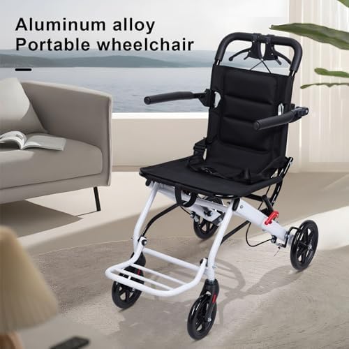 Wheelchairs for Adults Lightweight Portable Wheelchairs Folding for Traveling Ergonomc Design with Adjustable Safety Strap Carbon Steel Frame PU Wheels for Smooth Rid A