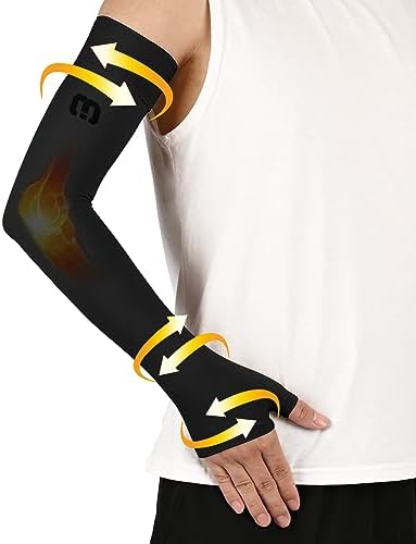 MGANG Lymphedema Compression Arm Sleeve with Gauntlet for Women Men, Opaque, 20-30 mmHg Medical Graduated Compression Full Arm Support, Thumb Lymph Edema Arm Sleeve, Pain Relief, Arthritis, Black S