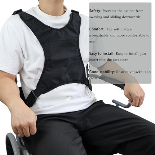 Wheelchair Seat Belt, Wheelchair Harness for Adults, Torso Support Vest Restraint, Safety Belt for Elderly, Vest Soft Chest Restraint with Adjustable Straps to Prevent Sliding