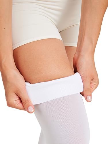 MGANG Medical 15-20 mmHg Compression Stockings for Women & Men, Pair, Thigh High Graduated Compression Socks, Closed Toe, Opaque, Support for Varicose Veins, Edema, DVT, Swelling, Flight, White XL