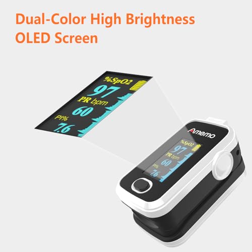 Pulse Oximeter,OLED Display Oxygen Monitor Fingertip,Blood Oxygen Saturation Monitor(SpO2) with Carrying Case,Silicone Cover