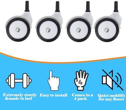 Baby Walker Wheels - Set of 4, 360° Silent Rubber, Spare Wheels for Baby Walkers, Black-3, 8mm