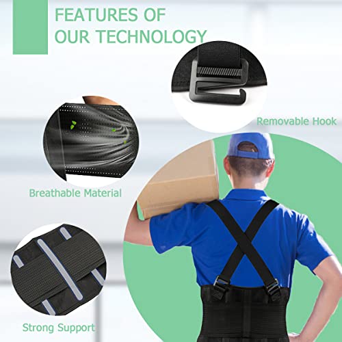 Work Back Brace - Back Support Belt for Lower Back Pain Relief, Heavy Lifting, Herniated Discs - Industrial Back Brace for Work With Shoulder Straps Fits Men and Women 5XL(53"-65")