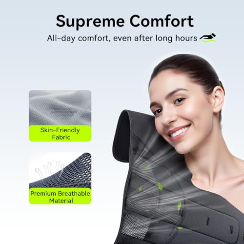 2025 New Posture Corrector for Women & Men, [Enhanced Support & Breathable Mesh] Upgraded Back Brace, Adjustable Shoulder Straightener for Neck Back Pain Relief, Scoliosis Improvement(Black Purple,M)