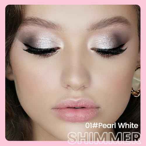 Kaely 2in1 Cream Eye Shadow Brightener Sticks, Pearl White Eyeliner Pencil Shimmer, Eyeshadow Applicator Stick Waterproof Pigmented, Eye Shadow Palette Highlighter Makeup, sombras para ojos, 01