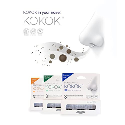 3-Ply Nose Filter Reusable Breathable Nasal Plugs Air Filteration for Dust, Pollution, Block Cold Air - Pack of 3 (Large)