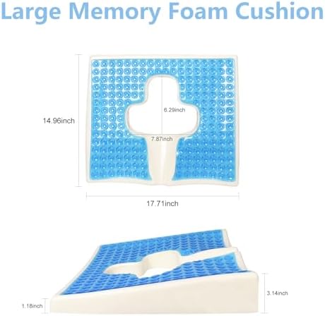 Anti Bedsore Cushion for Butt,T Shaped Gel & Memory Foam Pillow,Tailbone Pain Relief Seat Cushions Anti-Decubitus Cushion for Elderly, Bedridden, Disabled