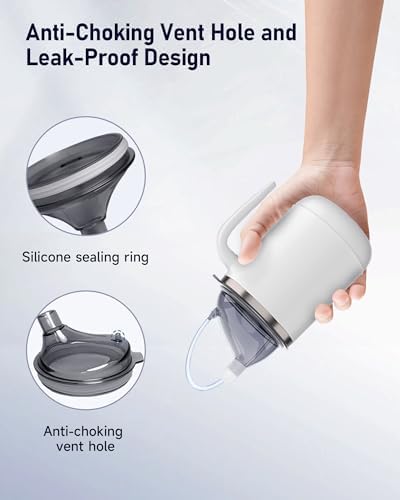 Multifunctional Adult Sippy Cup for Elderly Spill Proof - Easy to Grasp Handles, Precise Liquid Control- 15oz Stainless Steel Sippy Cup with Straw, No Spill Cups for Elderly, Seniors