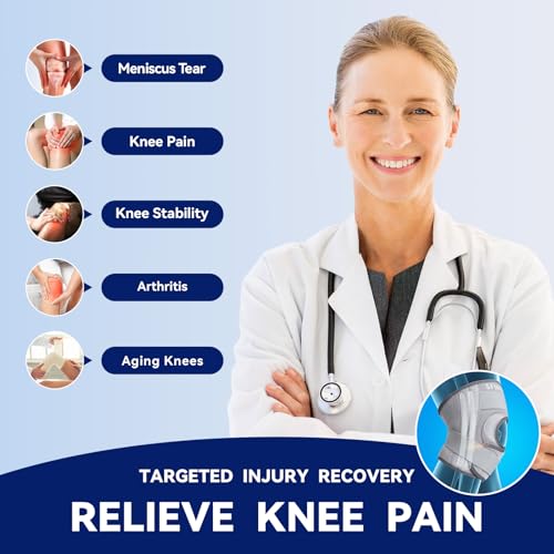 Knee Brace for Knee Pain & Arthritis - Adjustable Support with Side Stabilizers for Meniscus Tear, ACL, MCL Injuries Recovery - Relief for Men, Women & Seniors