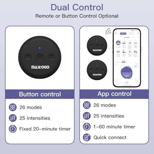 Wireless TENS Unit, Dual Host Muscle Stimulator with APP Control Up to 26 Modes, for Pain Relief, Portable and Rechargeable TENS Unit Muscle Stimulator