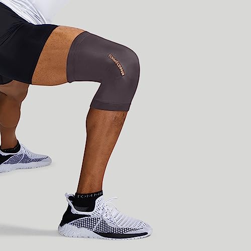 Tommie Copper Infrared Compression Knee Sleeve, Self Warming Knee Compression, Muscle Support & Stability, Slate Grey, Large