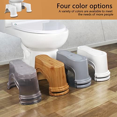 EVRON Toilet Stool 7" Bathroom Squatting Poop Stool for Potty Assistance,Portable Plastic Potty Stool for Adults,Space Saving Storage,Flexible Distance Adjustment Stackable Design(White 1 Pairs)