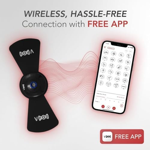 VPOD Deluxe TENS Unit Muscle Stimulator with EMS Therapy for Muscle Recovery, Back Pain Relief, Neck Pain Relief and Sciatica Pain Relief, 24 Modes, Wireless, Portable, and Bluetooth-Enabled