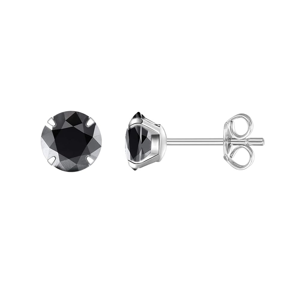Limerencia Hypoallergenic G23 Titanium Earrings, F136 Implant Grade Pure Titanium, Suitable for Sensitive Ears with Birthstone Crystals CZ Simulated Diamonds (Black CZ)