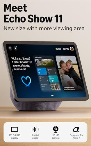 Amazon Echo Show 11 (newest model), Vibrant Full-HD 11" display with more viewing area and spatial audio, designed for Alexa+, Graphite