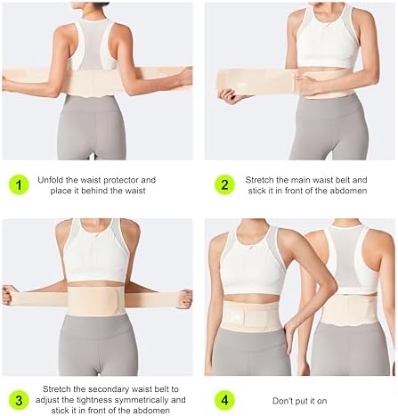 Ultra Thin Back Brace for Lower Back, Breathable Lightweight Back Brace for Women & Men, Adjustable Back Support Brace for Lower Back Pain Relief, Sciatica, Scoliosis, Herniated Disc (Beige, Medium)