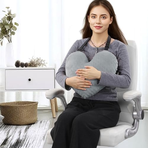 BALAPET Adjustable Heart Shape Pillow for After Heart Surgery, Soft Plush Open Heart Surgery Pillow for Heart Surgery Recovery, Chest Pillow with 2 Fixed Straps for After Heart Surgery Gifts(Gray)