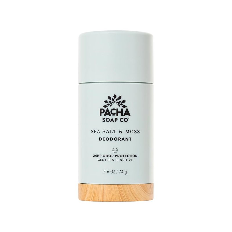 Pacha Soap Co. Aluminum-Free Deodorant - Sea Salt & Moss Scented, 24-Hour Odor Protection for Gentle & Sensitive Skin, Clean Ingredients, Baking Soda-Free, Made in the USA, 2-Pack (2.6 oz Each)