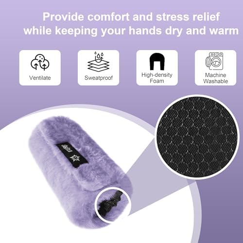 SPRING SEAON Walker Hand Pads Fluffy Walker Handle Cushions Non-Slip Universal Walker Grips Padded Hand Covers Soft Pads for Walkers for Seniors Walker Pads for Handles Folding Rolling Wheelchair, Rollator Handle, Elderly Grippers 2 Pack