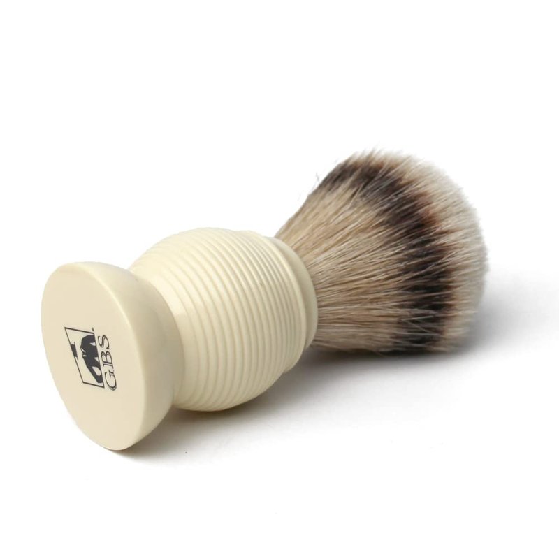 G.B.S Silvertip Synthetic Shaving Brush, Faux Ivory with Stainless Brush Stand, Knot Soft Bristle Grooming Professional Durable Convenient Brush