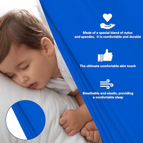 Sensory Sheet for Kids Special Needs Bed Sheet f Breathable and Stretchy (Blue, Twin)