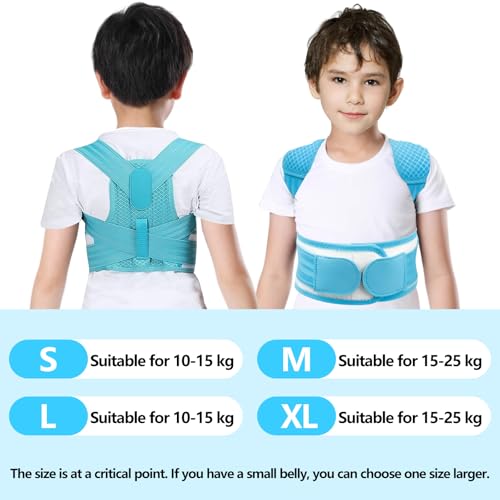 Posture Corrector for Kids,Adjustable Children Posture Corrector for Boys/Girls,Breathable Back Support Belt with Spine Lumbar Shoulder Braces for Hunchback，Spine Corrector (Blue, X-Large)