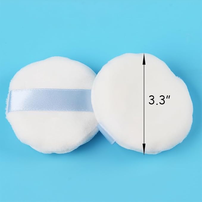 Ultra Soft Powder Puff and Container 3.3" High Density Velvet Dusting Washable Reusable Powder Puff,Body Powder Puff and Glass Jar Holder Loose Powder Box with Puff for Face Makeup(Olive Greenr)
