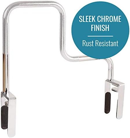 DMI Chrome Plated Grab Bars For Bathtubs And Showers For Seniors For Bathtubs And Showers, Adjustable Bathtub Rail Safety Grab Bars, Rust-resistant, 250 Lb Capacity, Textured Non-Slip Handle, 3.3-5.8"