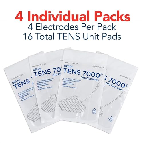 TENS 7000 Official TENS Unit Electrode Pads - 16 Pack, Includes Electrode Carrying Case, Premium Quality OTC TENS Unit Replacement Pads, 2" X 2" - Compatible with Most TENS Machines