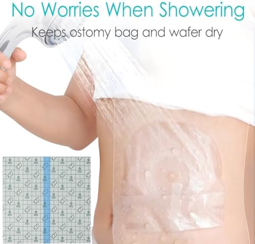 9" x 9" Ostomy Shower Cover [Pack of 25], Ostomy Bag Shower Protector Stoma Shower Guard Colostomy Shower Shields Waterproof Bandage for Women Men Showering