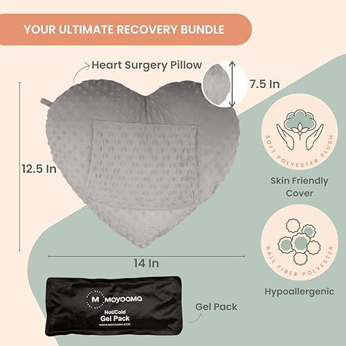MOYOAMA Open Heart Surgery Pillow for Heart Surgery Recovery Gifts - After Bypass Surgery Must Haves, Gifts for Chest Surgery Recovery, Seatbelt Pillows for Post-Surgery, Shock Absorbing Chest Pillow