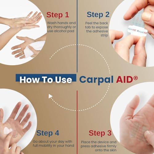 Carpal AID Clear Plastic Adhesive Hand-Based Carpal Tunnel Support for Either Hand CA-30PK UNI, 30 Ct