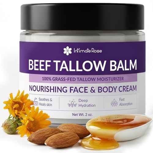 Intimate Rose Beef Tallow for Skin & Face Care - Tallow and Honey Balm for Sensitive Skin, Eczema - 100% Grass-Fed Tallow Face Moisturizer, Natural Formula