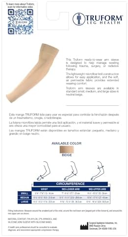 Truform Lymphedema Compression Arm Sleeve, 20-30 mmHg Post Mastectomy Support, Black, Small