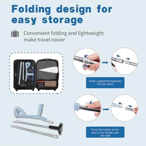 2 Pcs Forearm Crutches for Adults Foldable Knee Patients Mobility aids for Childre and Seniors for with Leg Injury Adjustable Travel Lightweight Walking Stick