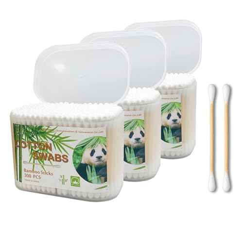 900pcs Bamboo Cotton Swabs, Biodegradable Wooden Cotton Buds