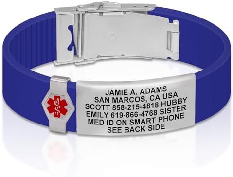 Divoti Custom Engraved Medical Alert ID Bracelet – Dual-Sided Laser Etching, Silicone Wristband, Stainless Steel Security Clasp – Adjustable & Trim-to-Fit – Emergency Medical Info Band for Men & Women