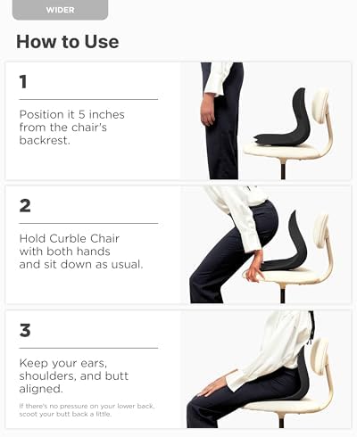 curble Wider(Standard Wide) 2PACK – Ergonomic Back Support Chair, Lumbar Support for Posture Correction & Back Pain Relief, for Office, Floor Seat and Work from Home, Patented(2P Black)