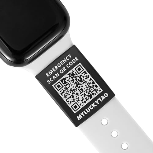 MYLUCKYTAG QR Medical ID Tag for Watch Band - Laser Engraved - Personalized ID Tag for Apple Watch Safety Plate - Medical Alert - Free Online Emergency Medical Profile