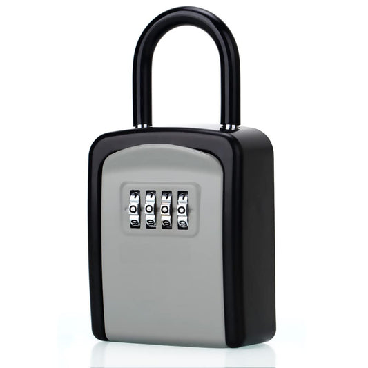 ABRA FOX Key Lock Box, Combination Lock box with Code for House Key Storage, Combo Door Locker (Black-1pack)