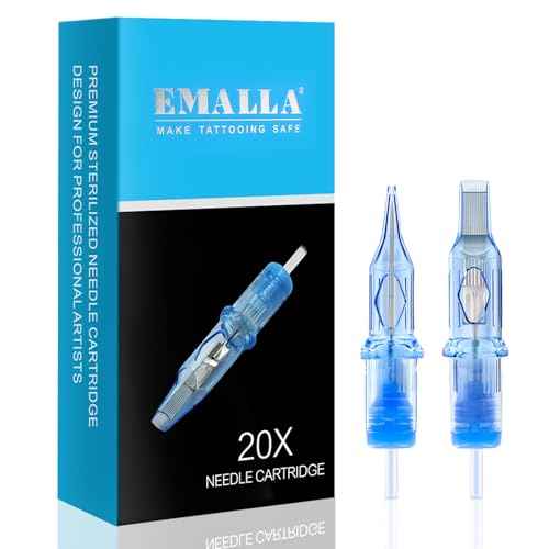 Emalla ELIOT Tattoo Cartridge Needles, 20Pcs Premium Tattoo Needles #10 Standard Round Liner Tattoo Cartridges 1005RLL Tattoo Needles Diameter 0.30mm Long Taper 5.0mm for Machine Tattoo Supplies