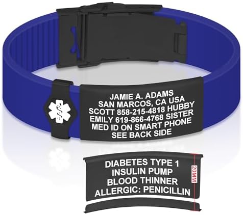 Divoti Custom Engraved Medical Alert ID Bracelet – Dual-Sided Laser Etching, Silicone Wristband, Stainless Steel Security Clasp – Adjustable & Trim-to-Fit – Emergency Medical Info Band for Men & Women