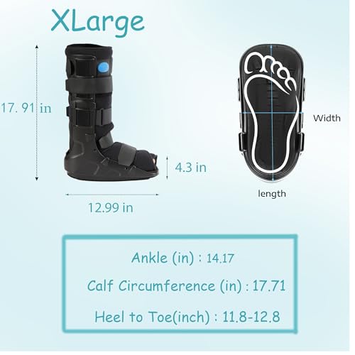 Medibot Air Cam Walker Tall Fracture Boot, Medical Recovery Walking Boot for Broken Foot, Sprained Ankle, Fractures, Adjustable Air Bladders, Universal Fit for Men & Women, Left or Right Foot(X-Large)