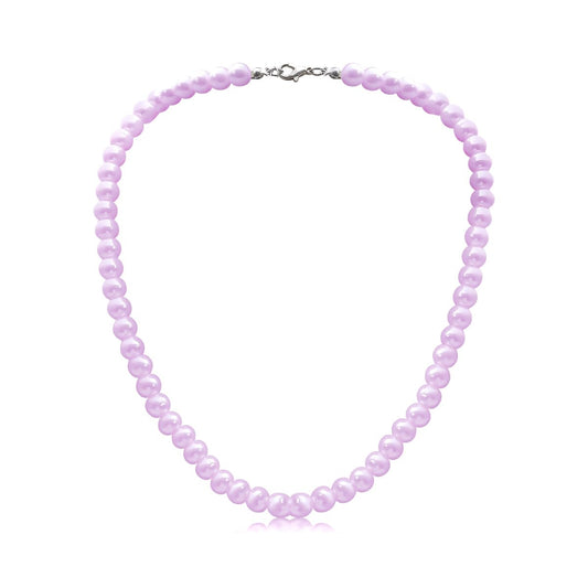 8mm Pearl Choker Necklace Multicolor 1920s Dainty Beads Necklace Costume Prom Party Statement Jewelry for Women-light purple