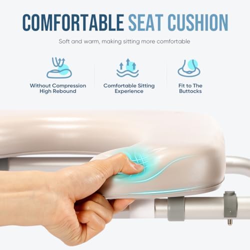 OasisSpace Raised Toilet Seat with handles-400lbs Heavy Duty Commode Chair with Safety Frame, Adjustable Stand Alone Elongated risers with arms for Elderly, Handicap, Disabled