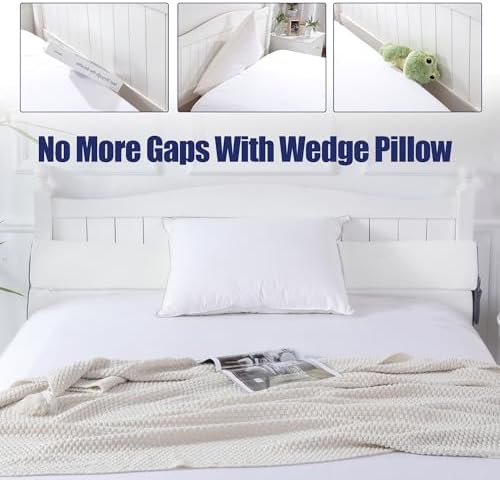 HOMBYS Pillow Wedge for Headboard Gap,Mattress Wedge Gap Filler Full Size,Bed Crack Pillow,Foam Bed Gap Filler,Multifuctional Headboard Space Filler with Side Pocket,Fill The Gap (0-7")