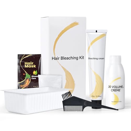 Hair Bleach Kit, Hair Lightener for Dark Hair, Color-Freedom Cream with Hair Mask, Protect & Repair While Lightening, Lifts up to 8 Shades, Complete kit with Tint Bowl, Brush, Gloves & Cap