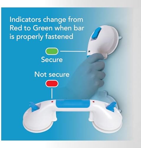 Carex Suction Shower Grab Bar – 16” Ultra Grip Shower Handle - Dual Locking Grab Bars for Bathtubs and Showers – Seniors, Disabled, Handicap, Elderly Assistance Product